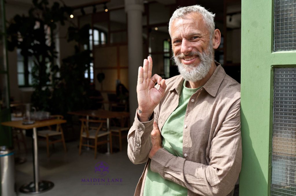 A happy older man after his treatment from BPH specialists in Manhattan, NY.