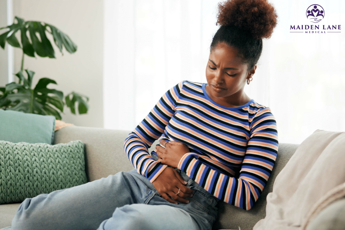 A woman with fibroids feeling bloated in New York.