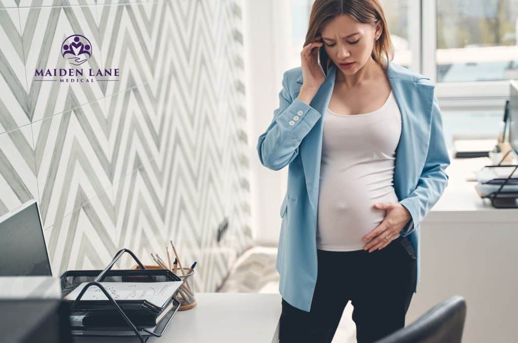 A pregnant woman who is worried that her vaginal bleeding could be a symptom of vasa previa.