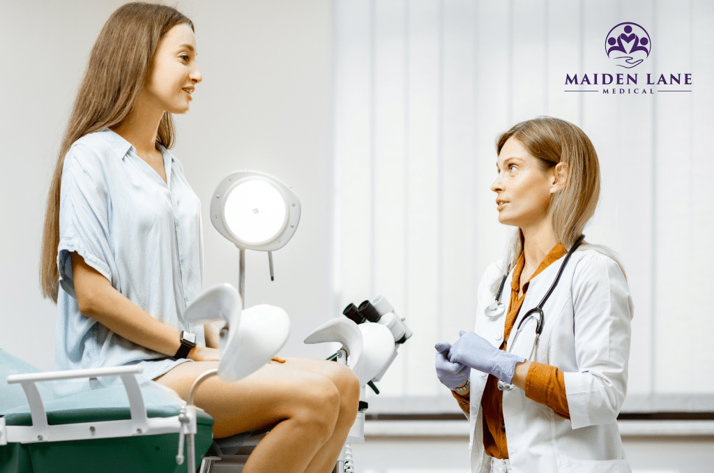 A woman getting a Pap smear in NYC.