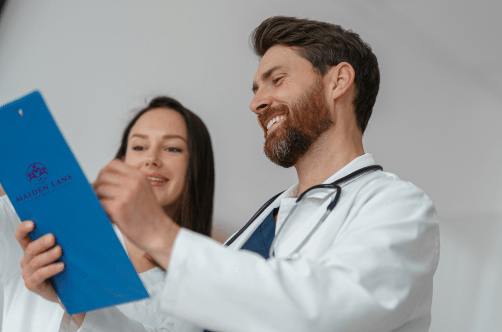 A doctor treating HPV at Maiden Lane Medical.