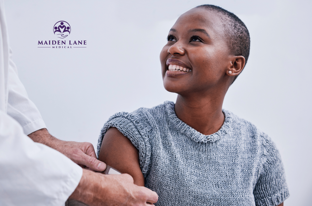 A patient getting an HPV vaccination in Manhattan, New York.