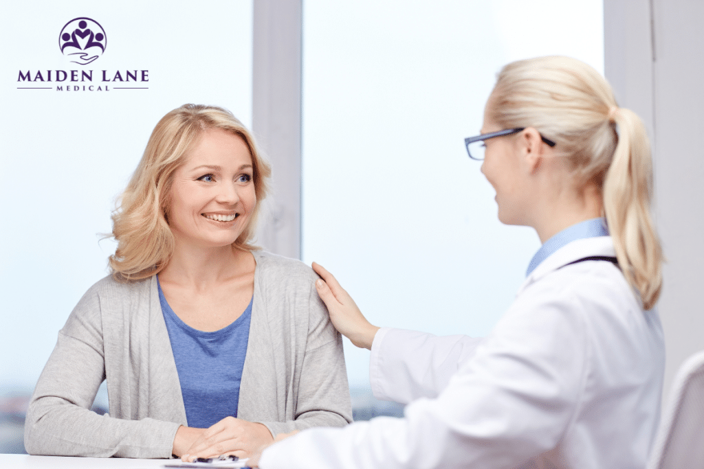 A woman at a UTI specialist for a consultation in Manhattan, New York.